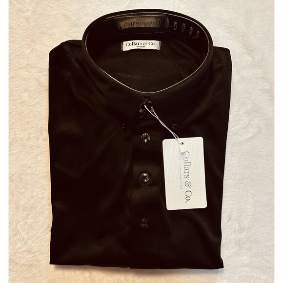 Collars & Co. Oxford Button Collar Polo Black Sz M Performance 4-Way Stretch NWT - Picture 10 of 10